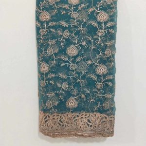 Light Blue Thread Golden Work Saree