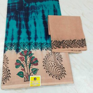 RAMA GREEN AND CREAM COTTON SAREE