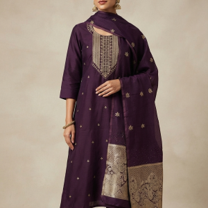 Purple Zari Kurti Set