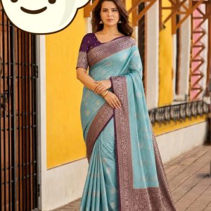 Aqua Blue Fancy Saree