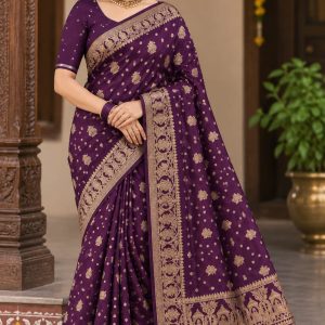 Deep Purple Banaras Saree