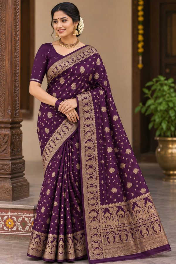 Deep Purple Banaras Saree