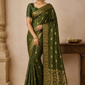 Olive Green Banaras Saree