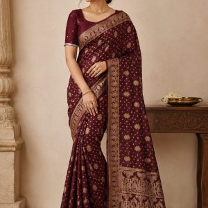 Maroon Banaras Saree