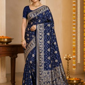 Navy Blue Banaras Saree