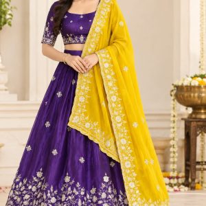 Purple Yellow Lehenga