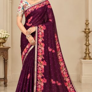 Wine Floral Saree